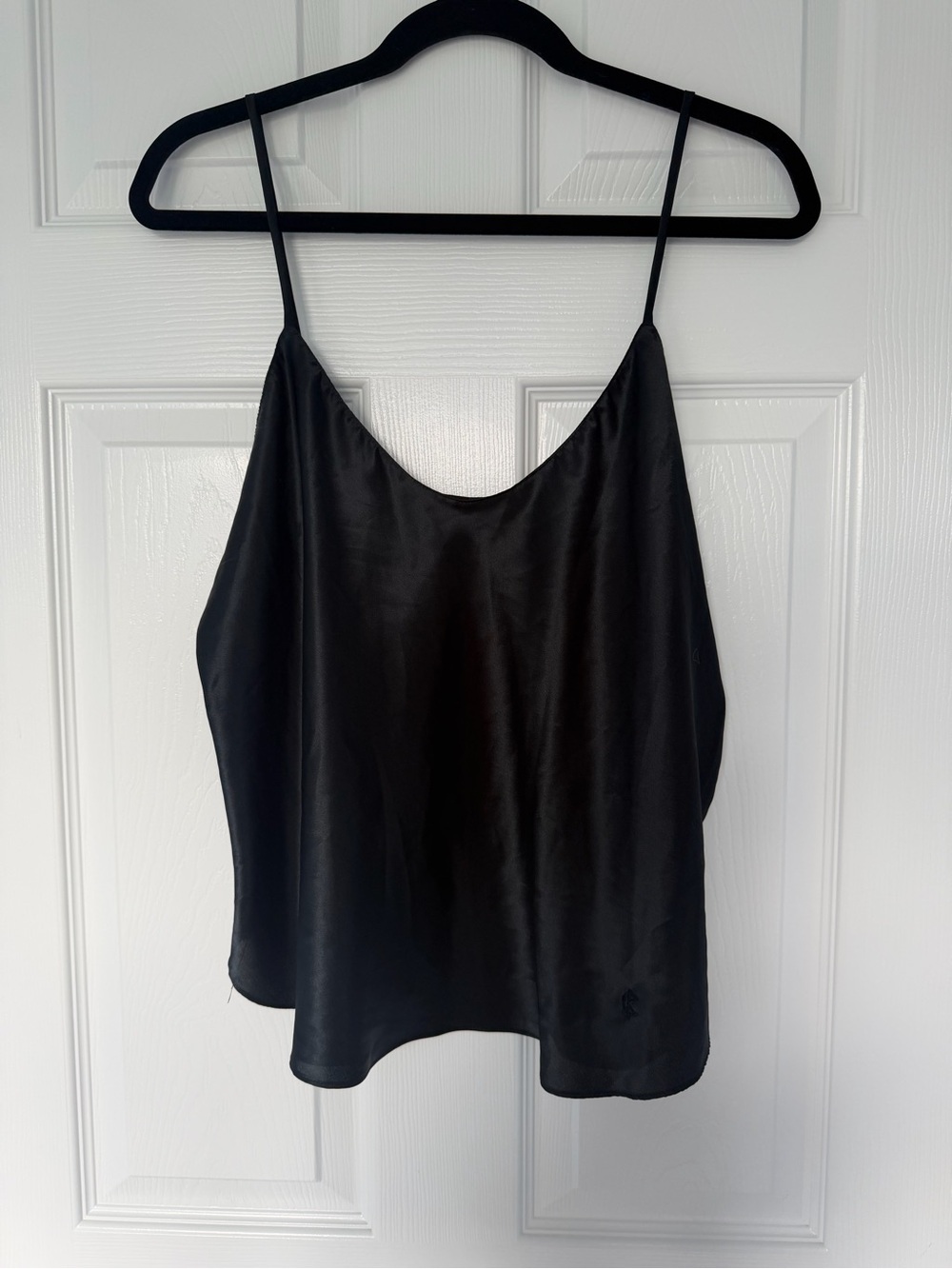 Vintage Calvin Klein Black Satin Spaghetti Strap Cami Top Size Large